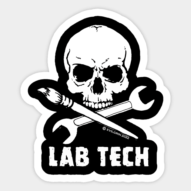 Maker Jolly Rodger Lab Tech edition Sticker by Evil Grin Studios 